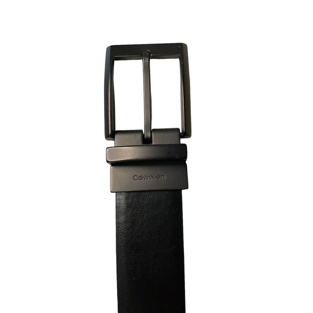 Calvin Klein Men's Reversible Black Brown Leather Belt Size 38-42 Swivel Buckle